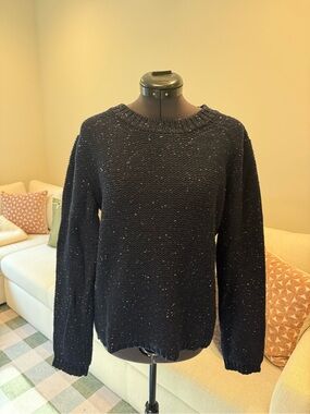 A.P.C. Navy Crewneck Sweater with Flecked Knit
